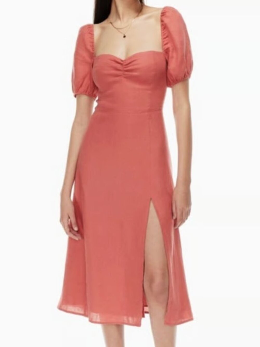 (NWOT) Aritzia Wilfred Dame Linen Dress Size 4 in Red/Coral (100% Linen)